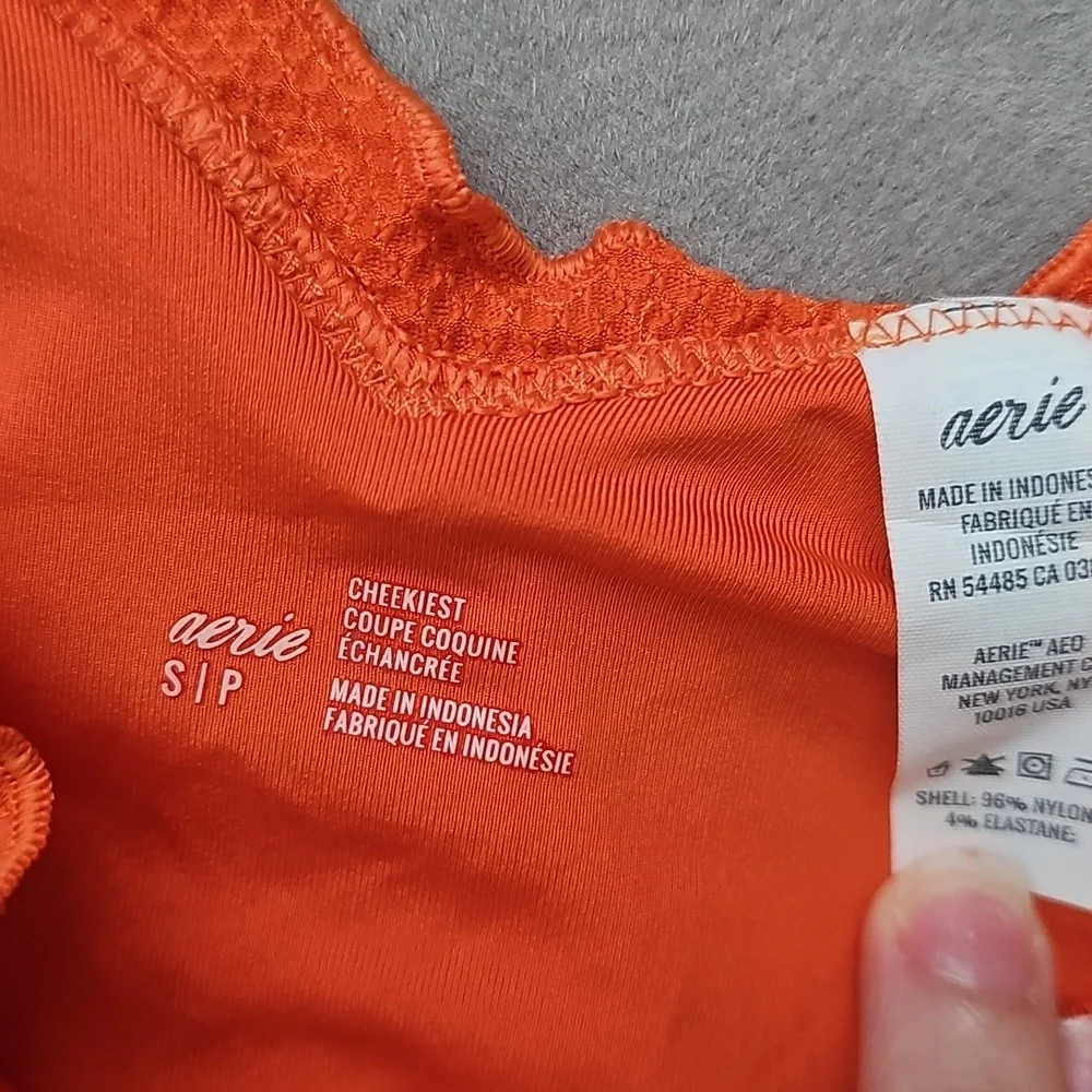 NWT Aerie Cheeky Orange Lace Trim Bikini Bottom